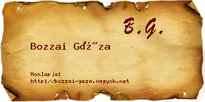Bozzai Géza névjegykártya